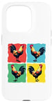 iPhone 15 Pro Colorful Funny Chicken Art, Crazy Chicken Rooster Family Case