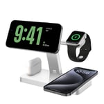 4In1 Magnetic Wireless Charger Dock For Apple Watch iPhone 16/15/14/13/12 White