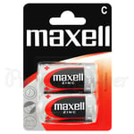 2 X Maxell Taille C Piles Zinc R14 MN1400 UM2 Bébé Bas / Constant Purge 0% Hg