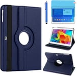 Étui Housse Coque Pour Samsung Galaxy Tab 4 10.1 Pouces 2014 (Smt530 Smt531 Smt535) 360 Degrés Rotation Full Protection Kickstand Case Cover,Avec Un Stylo,Écran Film (Deep Blue)