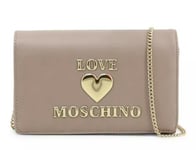 Love Moschino brown shoulder Bag Heart Logo with chain strap New