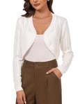 Gyabnw Boléro Cardigan à Manches Longues Gilet Femme Tricoté Ajouré Boléro Chic et Elégant au Printemps et à L'automne Veste Cardigan de Mariage Robe de Soirée