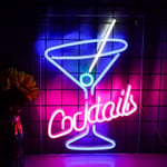 Cocktails Neon Skyltar Rosa Blå Led Neon Ljus Cocktail Glas Brev Neon USB Ljusskylt för Väggdekor för Bar Fest Ho