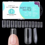 TOMICCA Carré Moyen Tous Polis Capsule Americaine Ongle-Pose Americaine Ongle,Capsules Ongles-Faux Ongles en Gel Couverture Complète-240 Pièces 12 Tailles