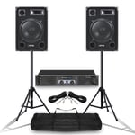 Pair MAX 12" Mobile DJ Disco Party PA Speakers SKY Amplifier Stands 1400W