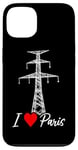 Coque pour iPhone 13 Paris Tour Eiffel Poteau Électrique Électricien Satire Love