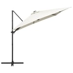 Parasol déporté avec LED et mât en acier 250x250 cm Sable Mothinessto lY3757