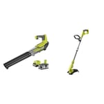 RYOBI - Souffleur sans Fil à Batterie 18V One+ (pour Feuilles Morte et Gazon) Turbo Jet & Coupe-Bordures/Dresse-Bordures 18 Volts One+ - Ø 25-30 cm (sans Batterie) - OLT1832