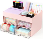 ROYUEXT Organisateur de bureau, Organiseur bureau avec 4 tiroirs et porte-stylos pour enfants, Organisateur pratique pour économiser de l'espace pour les ustensiles de bureau Accessoires