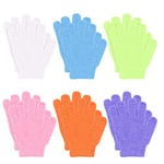 VEGCOO 6 Paires Gant Exfoliant, Gommage Corps, Gant Exfoliant Corps, Gants De Toilette pour Femmes Hommes Enfants Douche/Bain/Spa/Massage (6 Couleurs)