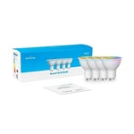 Broadlink FastCon Super Connect GU10 Smart Light Bulb 4-Pack, Color Changing with Music Sync, GU10/4.5W, Works with Alexa and Google Home, GW4C Hub Required