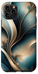 Coque pour iPhone 11 Pro Golden Breeze – Motif abstrait bleu sarcelle et doré