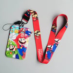 1 Set Mario Anime Kortfodral Kort Nyckel Lanyard Cosplay Badge ID-kort Hållare Halsband Nyckelringar MR-A