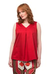 Ulla Popken Femme Grandes Tailles Blouse sans Manches à col V, Satin et pli Fantaisie Auburn 50+ 819405539-50+