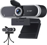 Webcam 1080P Avec Microphone 60Fps Et Cache Webcam Trépied, Plug & Play, Avec Correction Automatique De La Lumière, Pour Ordinateur Portable, Pc, Bureau, Pour Streaming En Direct, Appel Vidéo,