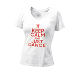 T-Shirt Femme Col V Keep Calm And Just Dance Parodie Angleterre Danse