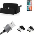 Charging Station for HTC Desire 19s + USB-Typ C u. Micro-USB-Adapter