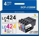 Lc424 Cartouches Multipack Compatible Pour Brother Lc-424 Lc424 Lc-424Val Cartouches D'Impression Pour Brother Dcp-J1200W Dcp-J1200We Dcp J1200W Dcp J1200We (Noir/Cyan/Magenta/Jaun[DYJ073959]