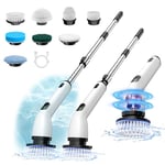 Electric Spin Scrubber, 2024 New Full-Body IPX7 Waterproof Cordless Electric Cleaning Brush with 8 Replaceable Heads, Upgraded Extension Handle, Power Scrubber for Bathtub, Tile, Floor