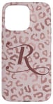 Coque pour iPhone 15 Pro Max Letter R Initial Leopard Rose Pink Cheetah Monogram