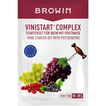 Browin 400401 Vinistart Complex 20 g pour 10-25 Litres de Vin Blanc ou Rouge à Base de Fruits | Jusqu'à 17% d'Alcool | levure de Vin avec Sel, Vitamines et Minéraux | Fermentation Rapide | Poudre