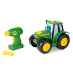 John Deere Build A Johnny Tractor, 16 Piece Building Farm Toy Car, Tractor Toy With Motorised Drill For 18 Months, 2, 3 and 4 Years Old Boys and Girls