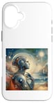 Coque pour iPhone 16 Plus Leonardo Da Vinci Robot Femme