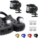 2 st, 3 lägen LED-ficklampa, campingtillbehör, lampor som varar 145 timmar, vattentät skodekoration Croc-strålkastare（svart） Black