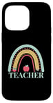 Coque pour iPhone 14 Pro Max Crayon Apple Teacher Rainbow