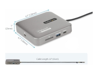 StarTech.com Universal USB C multiport adapter - Apple M1/M2 Dual Display compatible - DisplayLink Cert Dual 4K 60Hz HDMI 2.0b - 1xA/1xC USB 3.2 10Gbps hub | 100W PD charging - Type-C Mini docking station - Power adapter/bus powered - Win/Chrome/macOS - Dockningsstation - USB-C / USB4 / Thunderbolt 3 / Thunderbolt 4 - 2 x HDMI - 1GbE