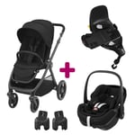 Maxi Cosi Pack poussette duo Oxford + coque Pebble 360 pro Essential Black base familyfix