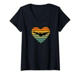 Womens I Love Bat Fan Retro Vintage Flying Fox Bat V-Neck T-Shirt