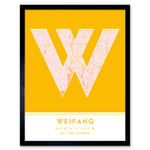 Weifang China City Map Modern Typography Stylish Letter Framed Word Wall Art Print Poster for Home Décor