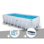 Piscine tubulaire INTEX Chevron rectangulaire 4x2x1m - 6 cartouches de filtration - Bâche de protection