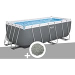 Kit piscine tubulaire Bestway Power Steel rectangulaire 4,12 x 2,01 x 1,22 m + 10 kg de zéolite