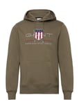 Reg Archive Shield Hoodie Tops Sweat-shirts & Hoodies Hoodies Green GANT