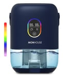 MONHOUSE Premium Dehumidifer - 1000ml - Ultra Quiet Electric Moisture Absorber - 7 Colorful Nightlight, 2 Working Modes, Touch Screen, Auto Shut Off, Humidity & Temperature Indicator - Navy