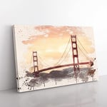 Big Box Art San Francisco Golden Gate Bridge French Cream Canvas Wall Art Print Ready to Hang Picture, 76 x 50 cm (30 x 20 Inch), Multi-Coloured