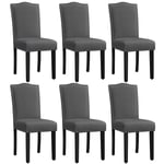 Yaheetech Lot de 6 Chaises de Salle à Manger avec Haut Dossier Design Boutons Bronzés Chaises de Cuisine en Tissu Chaises de Chambre Pieds en Bois Chaises de Salon 43 × 58,5 × 97 cm Gris Foncé