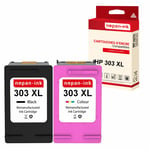 NOPAN-INK - x2 Cartouches compatibles pour 303XL 303 XL (T6N04AE + T6N03AE) Noir + Couleur pour HP Tango Envy Photo 6200 Series Photo 6230 Photo 6232