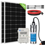 DCHOUSE 240W Kit de pompe submersible solaire à puits profond avec pompe à eau solaire en acier inoxydable 12V + panneau solaire 2PCS 120W