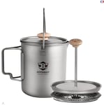 Bestargot Cafetiere Camping en Titane 750ml,Cafetière à Piston,Ultralight Tasse 