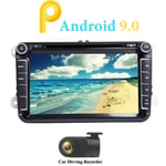 Hôte Android 9.0 pour lecteurs DVD de Volkswagen Golf / Passat / Caddy / Fabia 8 pouces quad-core intégré tableau de bord autoradio diffusion automatique navigation par satellite navigation GPS (avec caméra de recul)