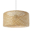 LUSSIOL Luminaire, suspension Minoï lampe de plafond bambou naturel, forme tambour, E27 60W, Diam 48 x 24 cm