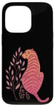 iPhone 13 Pro Pink Orange Tiger Wild Animal Jungle Floral Boho Preppy Art Case