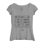 T-Shirt Femme Col Echancré Coluche Citations Célèbres Pour Critiquer Les Gens Il Faut Les Connaître