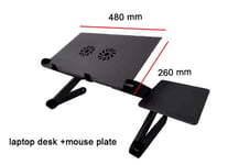 Plateau de bureau Portable ergonomique en aluminium réglable pour lit,support de Table PC pour ordinateur Portable avec tapis de souris - Type Style 2 black 48cm