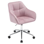 WOLTU Chaise Bureau, Chaise Coiffeuse, Fauteuil de Bureau Ergonomique, Chaise Pivotante, Siège Rembourré, Hauteur Réglable, Chaise Velours, Rose+ Argenté, BS145rsw