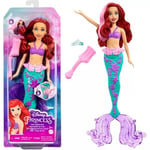 Mattel Disney Princess Toys, Ariel Mermaid Doll with Color-Change Hair and Tail, Color Splash Water Toy Inspired by the Disney Movie, HLW00