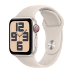 Apple Watch SE GPS + Cellular 40 mm Stjerneskær aluminium urkasse med Starligh sportsrem - M/L